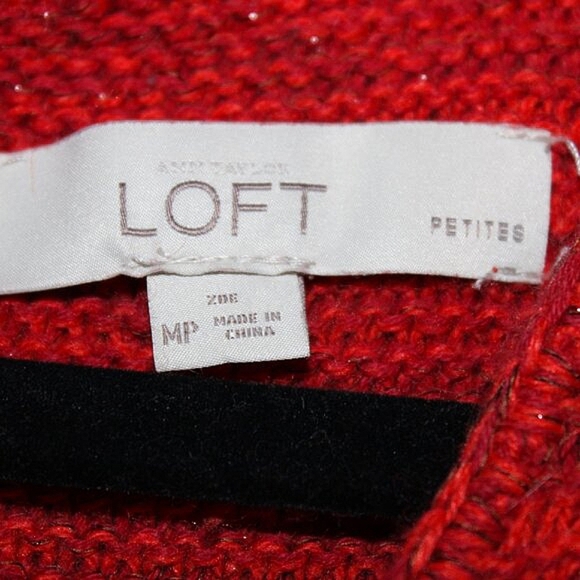 LOFT Petites Short Sleeve Sweater - MP - Red Orange Knit with Sparkle - Picture 7 of 7